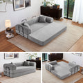 GYHGRH 5-in-1 Folding Convertible Sofa Bed, 79" Corduroy Floor Couch Futon, Pull-Out Sleeper Loveseat for Adult Modular Boneless Sofa for Living Room & Bedroom, Light Grey