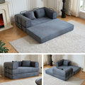 59" 5-in-1 Convertible Corduroy Sofa Bed, No-Assembly Boneless Loveseat Pull-Out Sleeper for Small Spaces(Dark Grey)