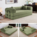 5-in-1 Folding Convertible Sofa Bed, 79" Corduroy Floor Couch Futon, Pull-Out Sleeper Loveseat, Modular Boneless Sofa for Living Room & Bedroom, Green