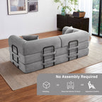 GYHGRH 5-in-1 Folding Convertible Sofa Bed, 79" Corduroy Floor Couch Futon, Pull-Out Sleeper Loveseat for Adult Modular Boneless Sofa for Living Room & Bedroom, Light Grey