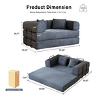 59" 5-in-1 Convertible Corduroy Sofa Bed, No-Assembly Boneless Loveseat Pull-Out Sleeper for Small Spaces(Dark Grey)