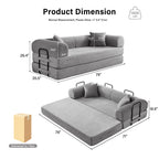 GYHGRH 5-in-1 Folding Convertible Sofa Bed, 79" Corduroy Floor Couch Futon, Pull-Out Sleeper Loveseat for Adult Modular Boneless Sofa for Living Room & Bedroom, Light Grey