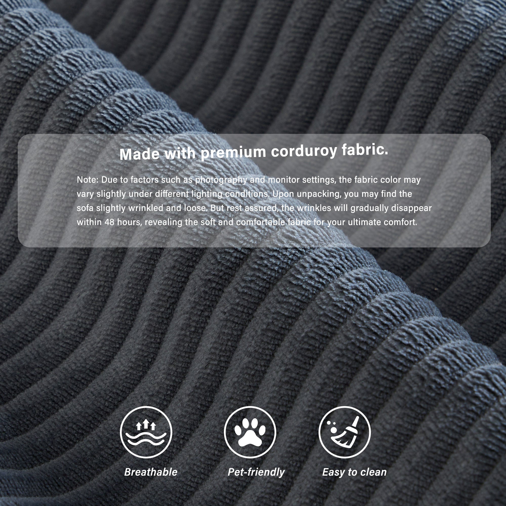 59" 5-in-1 Convertible Corduroy Sofa Bed, No-Assembly Boneless Loveseat Pull-Out Sleeper for Small Spaces(Dark Grey)
