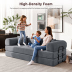 5-in-1 Folding Convertible Sofa Bed, 79" Corduroy Floor Couch Futon, Pull-Out Sleeper Loveseat, Modular Boneless Sofa for Living Room & Bedroom, Grey